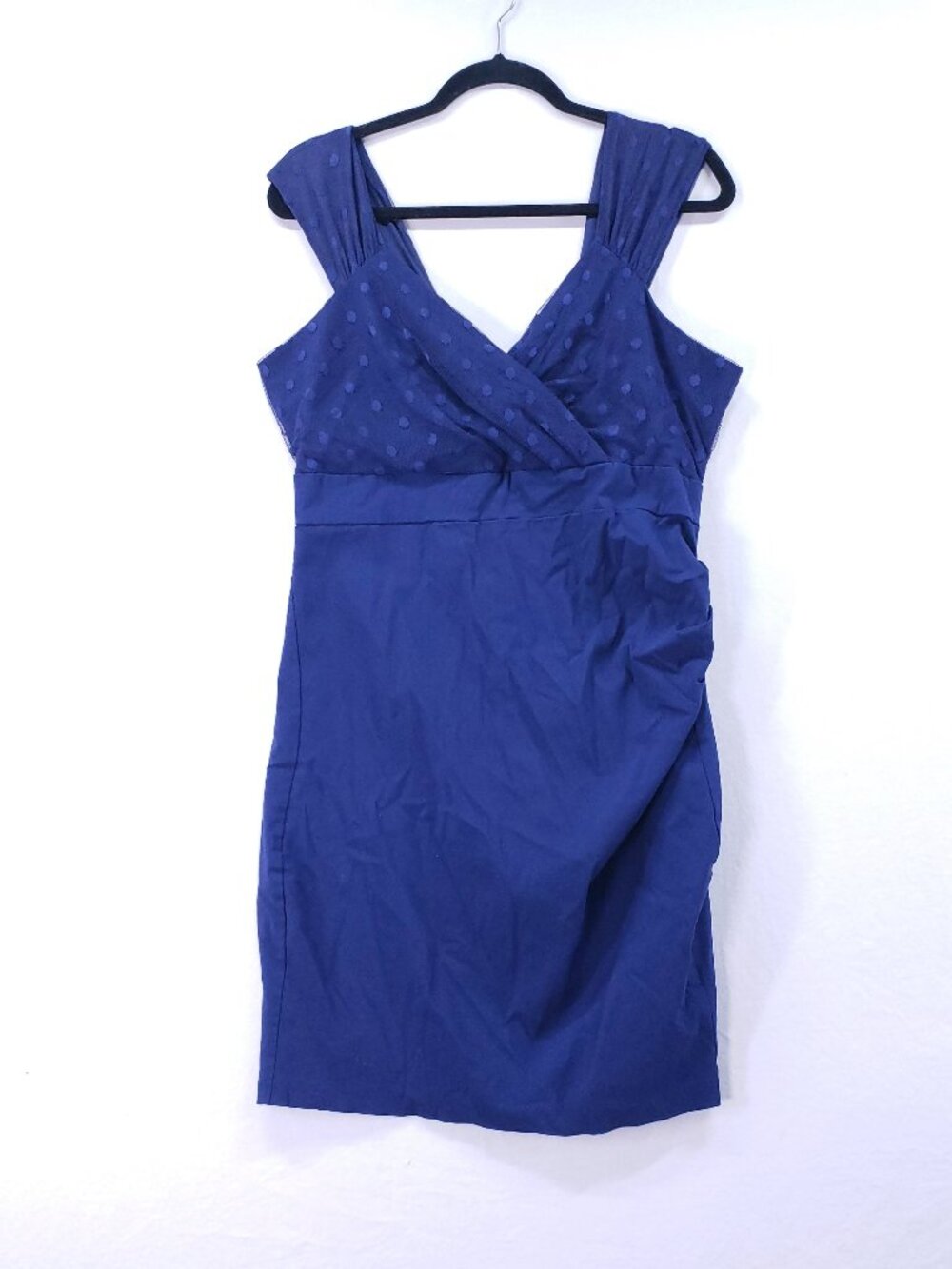 Torrid Mini Dress Sz 16 Royal Blue Cap Sleeve Faux Wrap Bodycon Ruched Cocktail